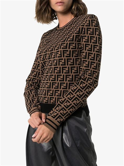 brown long sleeve fendi|fendi tops for women.